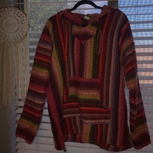 Rainbow knit hoodie/poncho
